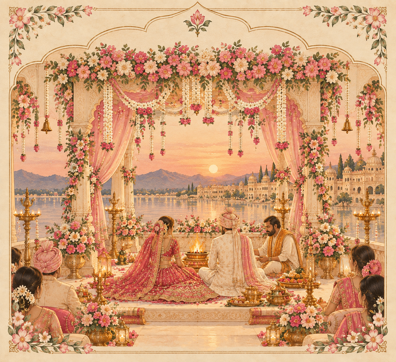 Wedlock Phere under a floral mandap
